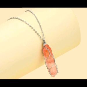 Rose Quartz Pendant with Silver chain